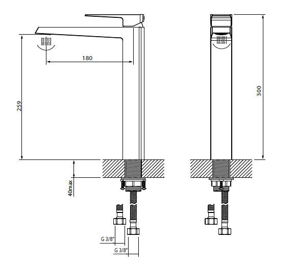 Vedo Sette Nero bateria umywalkowa wysoka z korkiem klik klak czarny mat VBS7003CZ
