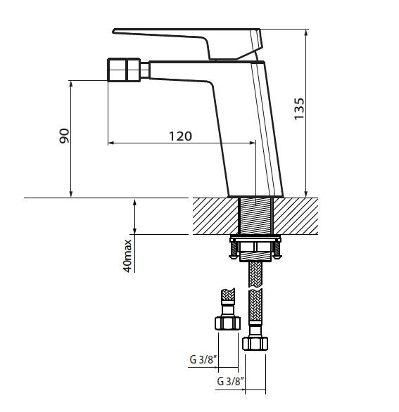 Vedo Sette Nero bateria bidetowa z korkiem klik klak czarny mat VBS7002CZ