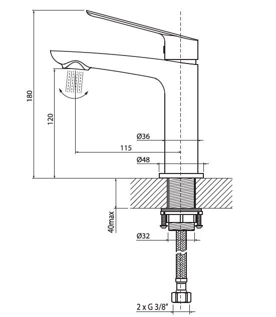 Vedo Desso Nero bateria umywalkowa czarny mat VBD4001CZ