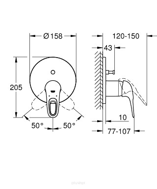 Grohe Eurostyle bateria wannowo-prysznicowa podtynkowa chrom 24049003