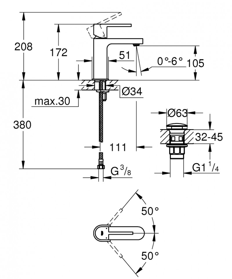 Grohe Plus bateria umywalkowa z klik-klakiem chrom 33163003