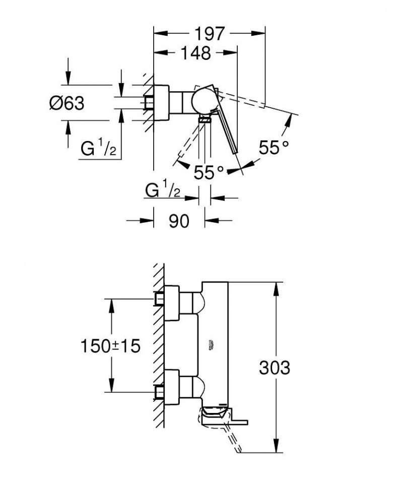 Grohe Plus bateria prysznicowa natynkowa chrom 33577003