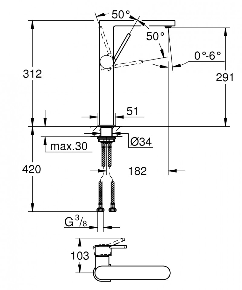 Grohe Plus bateria umywalkowa wysoka XL chrom 32618003