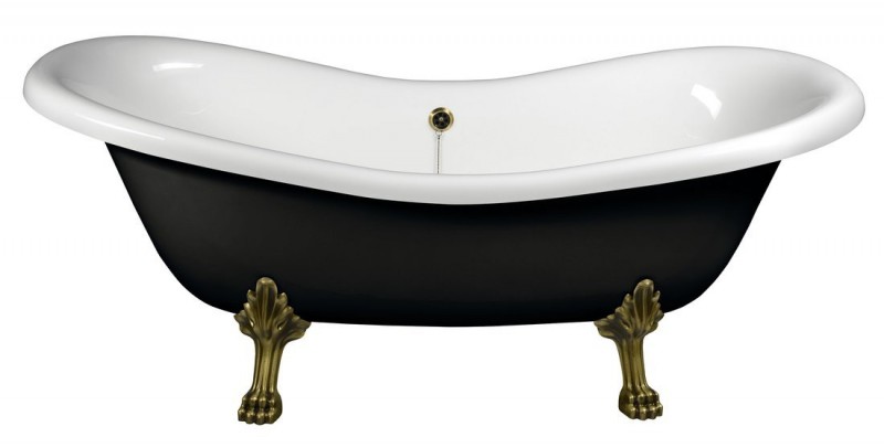 Polysan Charleston wanna wolnostojąca 188x80cm czarno/biały nogi brąz 72960