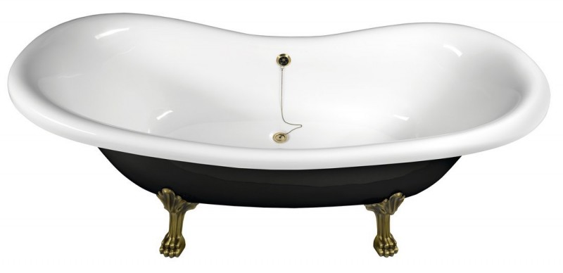 Polysan Charleston wanna wolnostojąca 188x80cm czarno/biały nogi brąz 72960