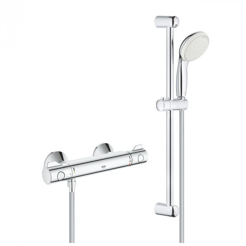 Grohe Grohtherm 800 bateria prysznicowa termostatyczna z zestawem prysznicowym chrom 34565001