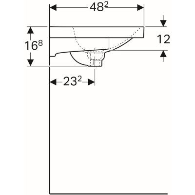 Geberit Acanto umywalka meblowa z otworem na baterię z przelewem z powierzchnią odkładczą 75x48,2 cm ceramika biały 500.622.01.2