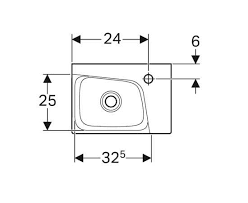 Geberit Xeno 2 umywalka kompaktowa meblowa z otworem na baterię bez przelewu prawa 40x28 cm ceramika biały 500.529.01.1