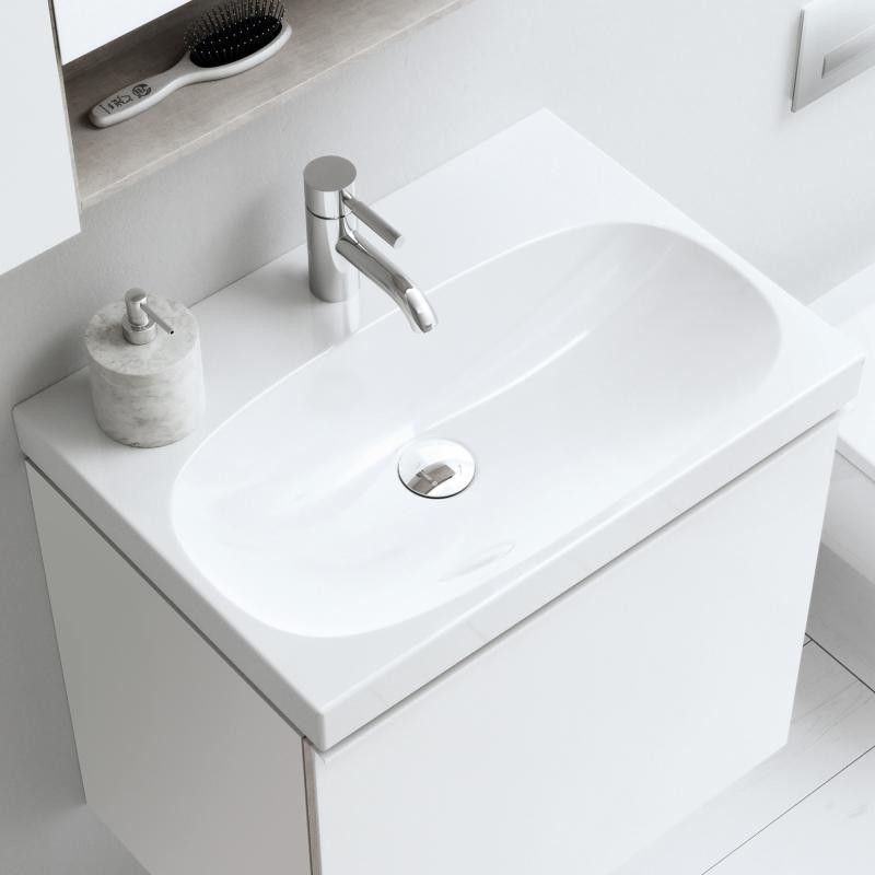 Geberit Acanto umywalka meblowa z otworem na baterię z przelewem 60x48,2 cm ceramika biały 500.620.01.2