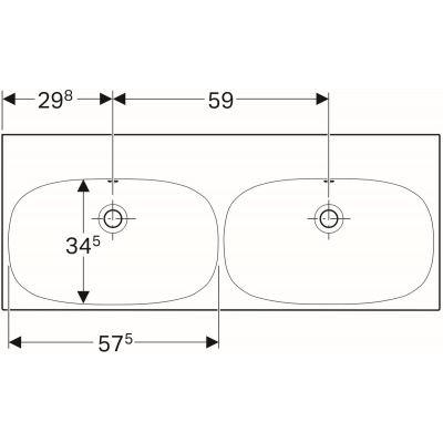 Geberit Acanto umywalka meblowa podwójna bez otworów na baterię z przelewem 120x48,2 cm ceramika biały 500.628.01.2