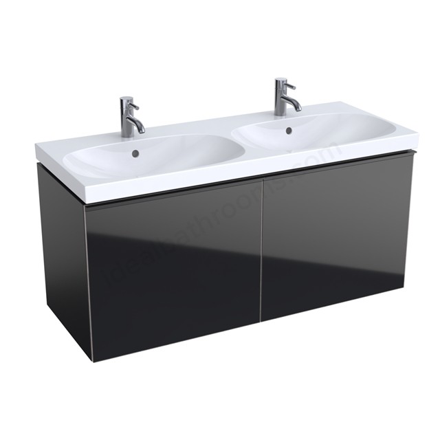 Geberit Acanto umywalka meblowa podwójna z dwoma otworami na baterię z przelewem 120x48,2 cm ceramika biały 500.627.01.2