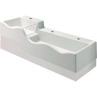 Geberit Bambini osłona dekoracyjna przednia do umywalki z trzema otworami na baterię i niższą umywalką po prawej stronie Varicor biel alpejska 430360016