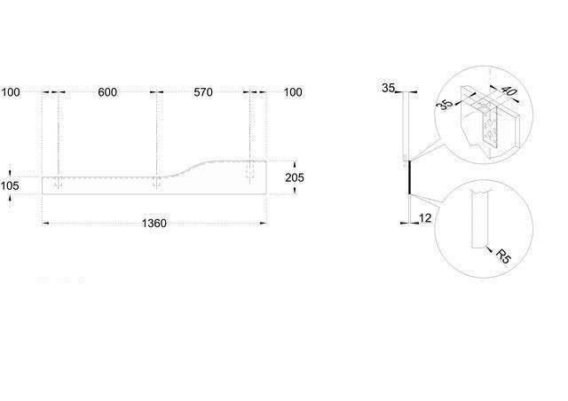 Geberit Bambini osłona dekoracyjna przednia do umywalki z trzema otworami na baterię i niższą umywalką po lewej stronie Varicor biel alpejska 430310016