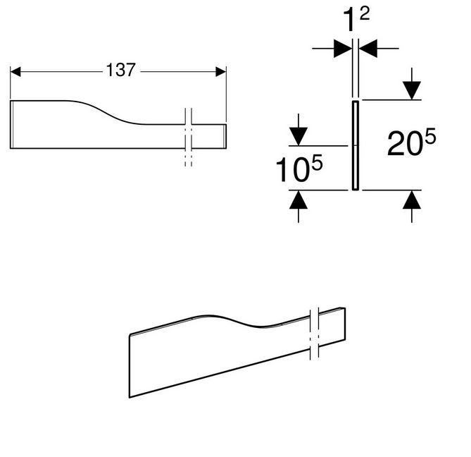 Geberit Bambini osłona dekoracyjna przednia do umywalki z trzema otworami na baterię i niższą umywalką po prawej stronie Varicor biel alpejska 430360016