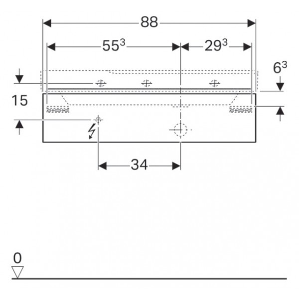 Geberit Xeno 2 szafka pod umywalkę z półką jedną szufladą LED 90 cm wycięcie na syfon po prawej stronie ciemny szary struktura 500.514.43.1