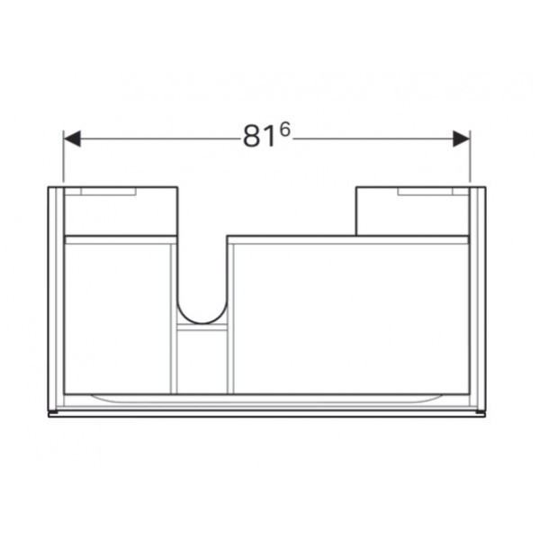 Geberit Xeno 2 szafka pod umywalkę z półką  jedną szufladą LED 90 cm wycięcie na syfon po lewej stronie ciemny szary struktura 500.513.43.1