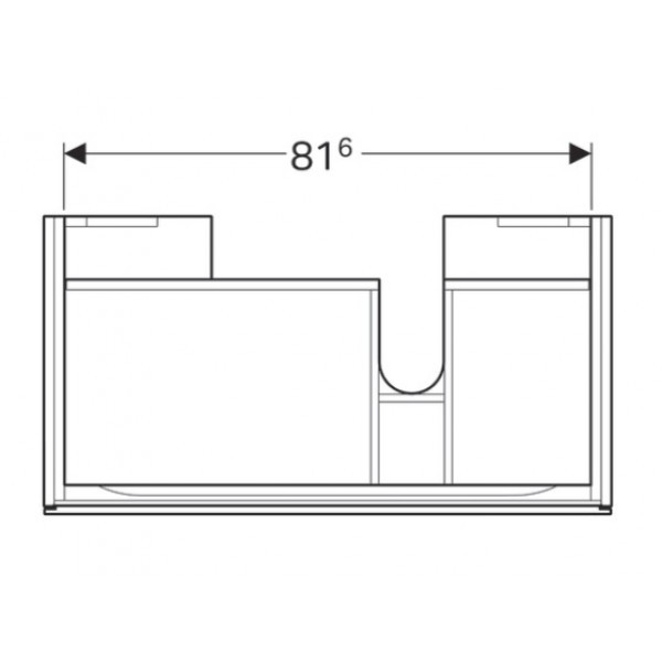 Geberit Xeno 2 szafka pod umywalkę z półką  jedną szufladą LED 90 cm wycięcie na syfon po prawej stronie lakierowany szary mat 500.514.00.1
