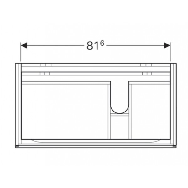 Geberit Xeno 2 szafka pod umywalkę z półką z dwoma szufladami LED 90 cm wycięcie na syfon po prawej stronie lakierowany szary mat 500.516.00.1