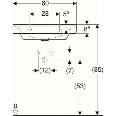 Geberit Xeno 2 umywalka meblowa z otworem na baterię bez przelewu 60x48 cm ceramika biały 500.530.01.1