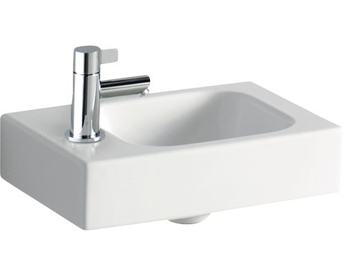 Geberit iCon umywalka kompaktowa z otworem na baterię po lewej stronie bez przelewu 38x28 cm ceramika biały 124836000