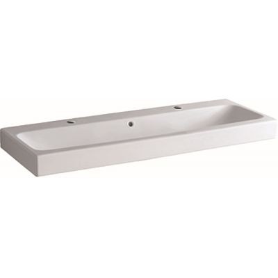Geberit iCon umywalka meblowa z dwoma otworami na baterię z przelewem 120x48,5 cm ceramika biały 124020000