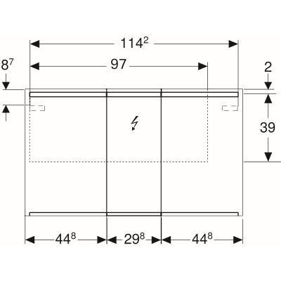 Geberit Option szafka wisząca z lustrem i z oświetleniem troje drzwi 90x15 cm 500.207.00.1