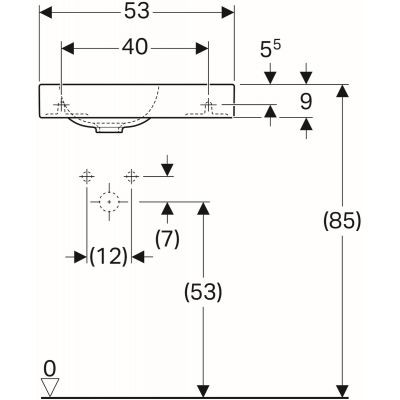 Geberit iCon umywalka kompaktowa z powierzchnią odkładczą z otworem na baterię po prawej stronie bez przelewu 53x31 cm ceramika biały 124053000