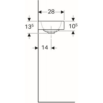 Geberit iCon umywalka kompaktowa z otworem na baterię po prawej stronie bez przelewu 38x28 cm ceramika biały 124736000