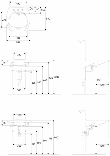 Geberit Vitalis umywalka wisząca z otworem na baterię bez przelewu dla osób niepełnosprawnych 55x55 cm ceramika biały 221555000