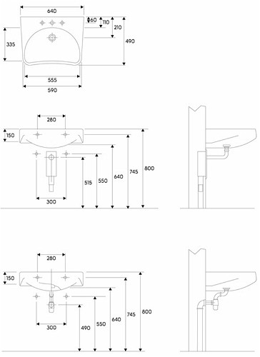 Geberit Paracelsus umywalka wisząca bez otworu na baterię bez przelewu dla osób niepełnosprawnych 64x49 cm ceramika biały 251060000