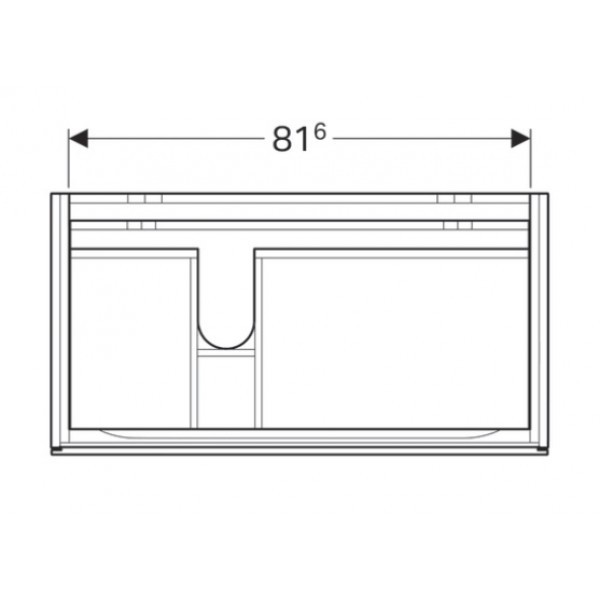 Geberit Xeno 2 szafka pod umywalkę z półką z dwoma szufladami LED 90 cm wycięcie na syfon po lewej stronie ciemny szary struktura 500.515.43.1