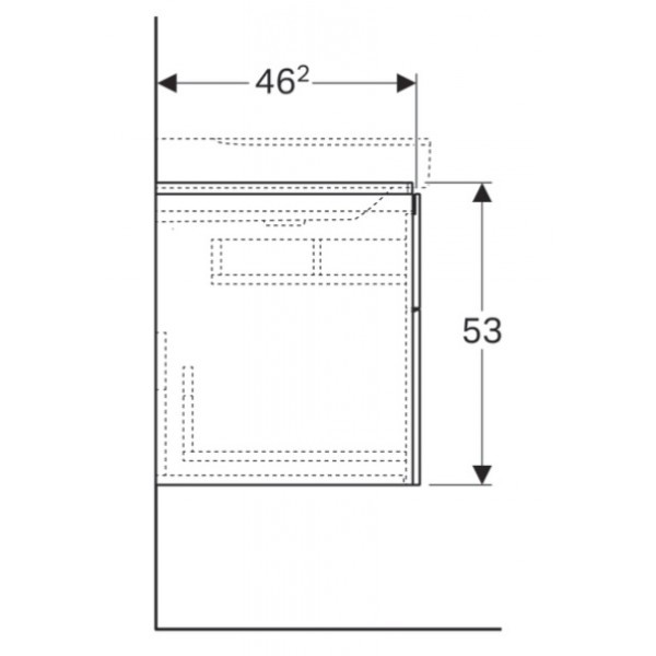Geberit Xeno 2 szafka pod umywalkę z półką z dwoma szufladami LED 90 cm wycięcie na syfon po lewej stronie lakierowany szary mat 500.515.00.1