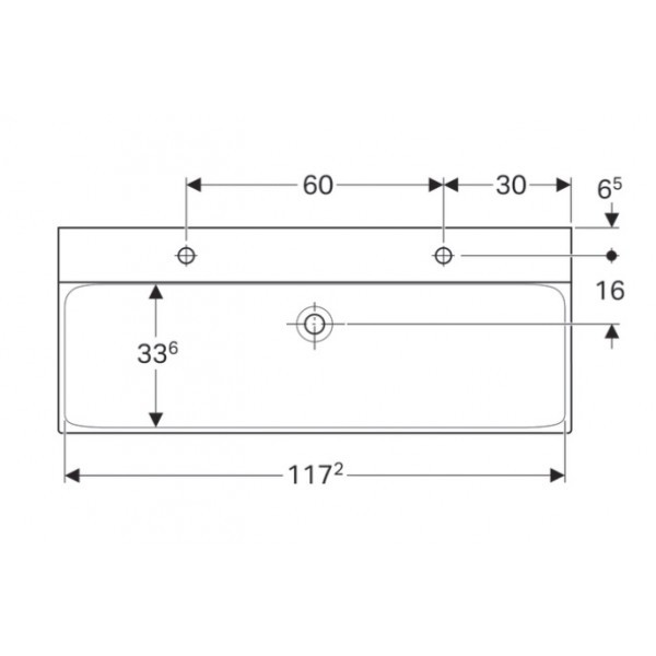 Geberit Xeno 2 umywalka meblowa z dwoma otworami na baterię bez przelewu 120x48 cm ceramika biały 500.550.01.1