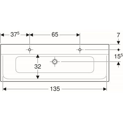 Geberit Xeno 2 umywalka meblowa z dwoma otworami na baterię bez przelewu 140x48 cm Varicor biel alpejska 500.277.00.1