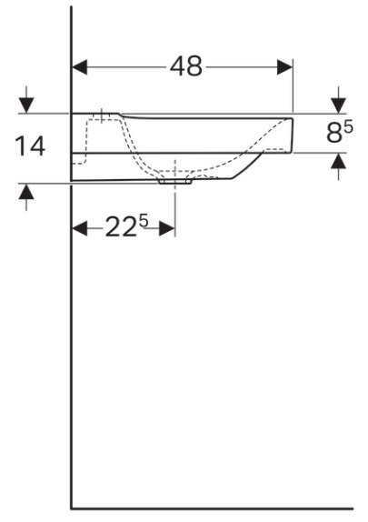 Geberit Xeno 2 umywalka meblowa z otworem na baterię bez przelewu z półką po prawej stronie 90x48 cm ceramika biały 500.533.01.1