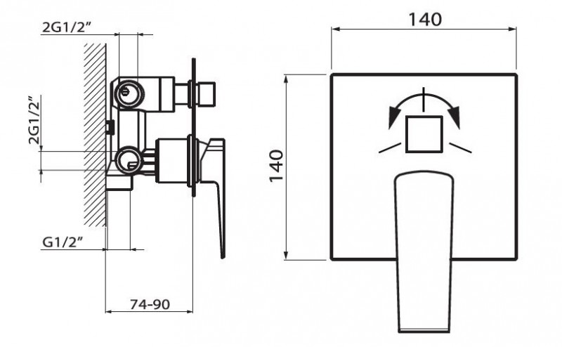 Vedo Sette Nero bateria podtynkowa 3-drożna czarny mat VBS7017CZ