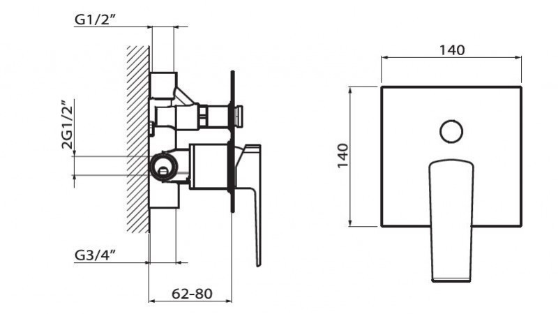 Vedo Sette Nero bateria podtynkowa 2-drożna czarny mat VBS7016CZ
