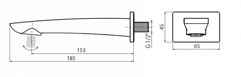 Vedo Desso Nero wylewka wannowa 18,5 cm czarny matowy VBD4033SCZ