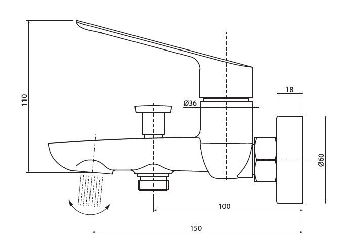 Vedo Desso Nero bateria wannowa ścienna czarny mat VBD4006CZ