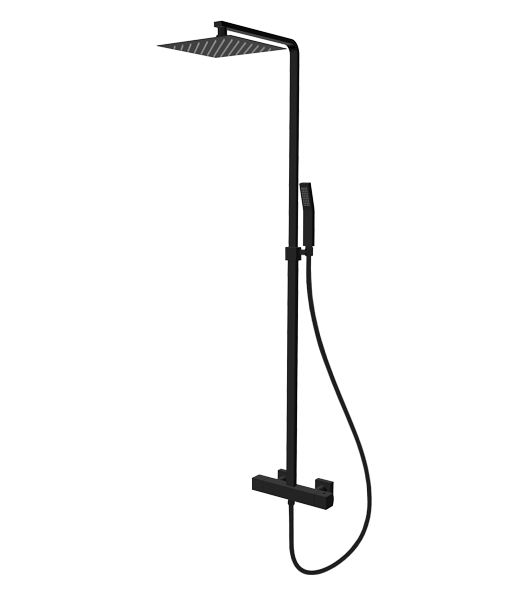 Vedo Sette termostatyczny zestaw prysznicowy z deszczownicą 20x20 czarny matowy VBS7077CZ