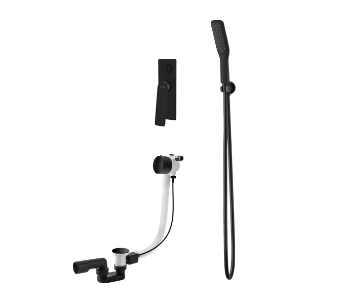 Vedo Desso Nero zestaw wannowy podtynkowy z napełnianiem przez przelew czarny matowy VBD4241CZ/25