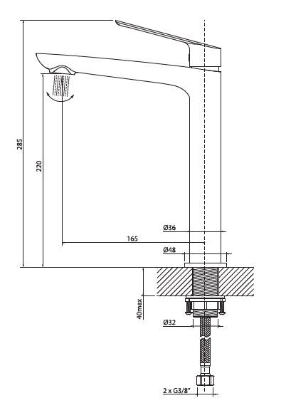 Vedo Desso Nero bateria umywalkowa wysoka czarny mat VBD4003CZ