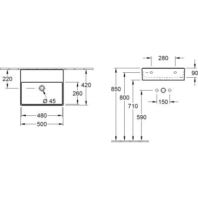 Villeroy&Boch Memento 2.0 umywalka 50 cm 50x42 Ebony CeramicPlus szary 4A2253S5