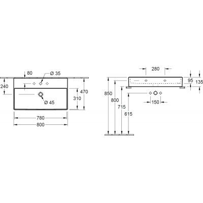 Villeroy&Boch Memento 2.0 umywalka szlifowana 80 cm 80x47 biała weiss alpin ceramicplus biały 4A228GR1