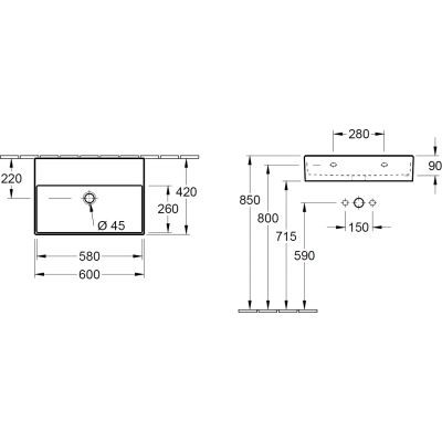 Villeroy&Boch Memento 2.0 umywalka 60 cm 60x42 biała weiss alpin ceramicplus biały 4A2263R1