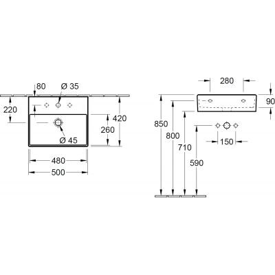 Villeroy&Boch Memento 2.0 umywalka 50 cm 50x42 biała weiss alpin ceramicplus biały 4A2250R1