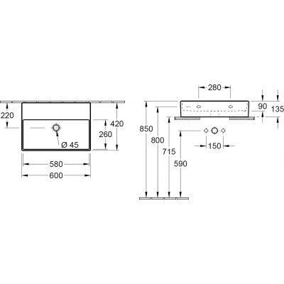Villeroy&Boch Memento 2.0 umywalka szlifowana 60 cm 60x42 weiss alpin biały 4A226F01