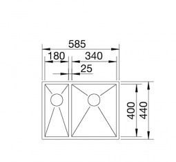 Blanco Zerox 340/180-U zlewozmywak dwie komory podwieszane prawy stal szlachetna gładka 521614