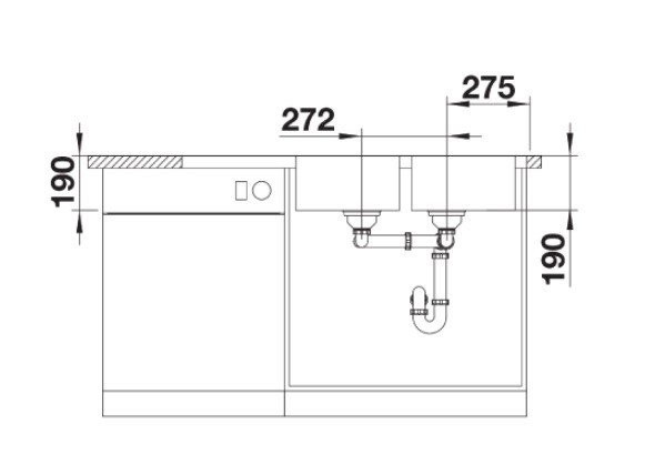 Blanco Dinas 8 S zlewozmywak 2 komory z ociekaczem bez korka stal szlachetna szczotkowana 523376