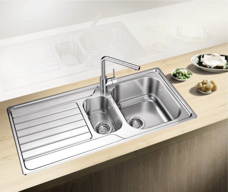 Blanco Dinas 6 S zlewozmywak 1,5 komory z ociekaczem stal szlachetna szczotkowana 523379